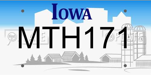 MTH171 Iowa License Plate