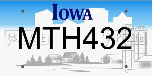 MTH432 Iowa License Plate
