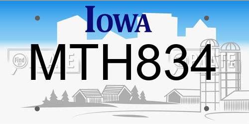 MTH834 Iowa License Plate