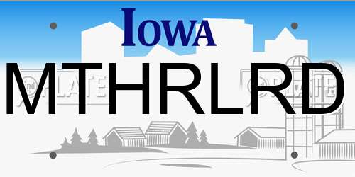 MTHRLRD Iowa License Plate