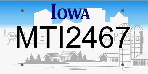 MTI2467 Iowa License Plate
