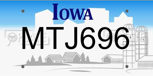 MTJ696 Iowa License Plate
