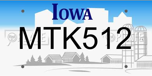 MTK512 Iowa License Plate