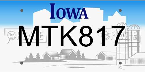 MTK817 Iowa License Plate