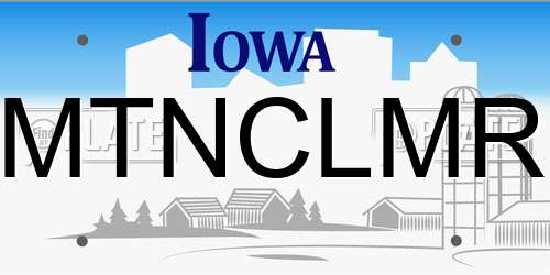 MTNCLMR Iowa License Plate