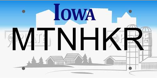 MTNHKR Iowa License Plate