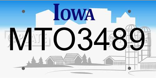 MTO3489 Iowa License Plate