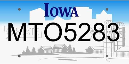 MTO5283 Iowa License Plate