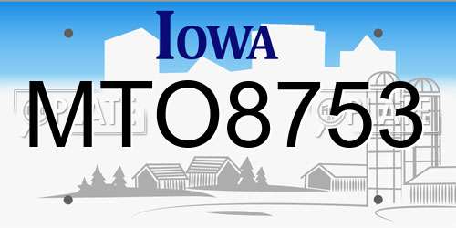 MTO8753 Iowa License Plate