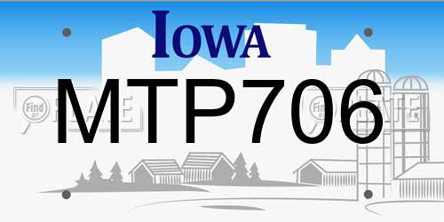 MTP706 Iowa License Plate