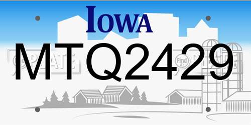 MTQ2429 Iowa License Plate