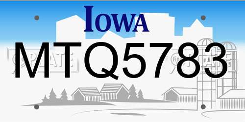 MTQ5783 Iowa License Plate
