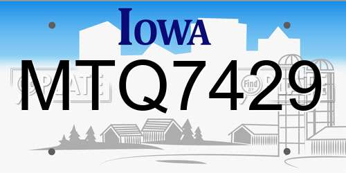 MTQ7429 Iowa License Plate