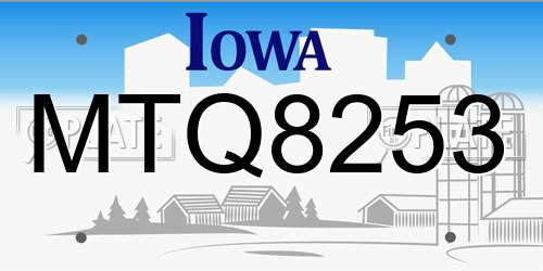 MTQ8253 Iowa License Plate