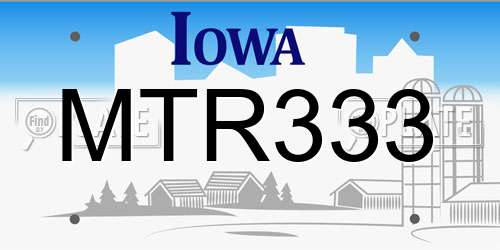 MTR333 Iowa License Plate