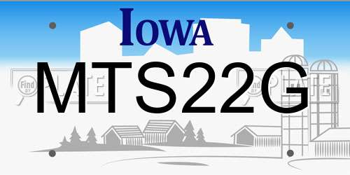 MTS22G Iowa License Plate