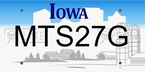 MTS27G Iowa License Plate