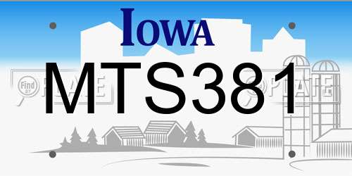 MTS381 Iowa License Plate
