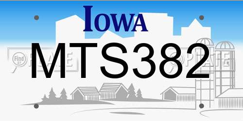 MTS382 Iowa License Plate
