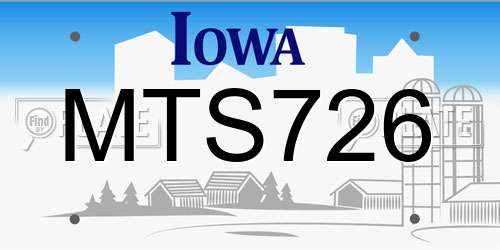 MTS726 Iowa License Plate