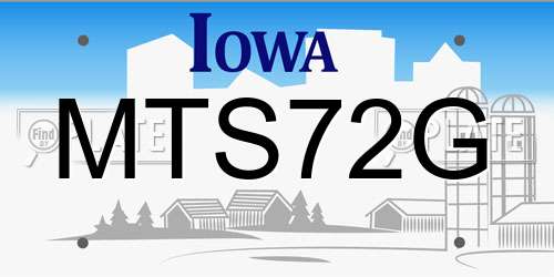 MTS72G Iowa License Plate