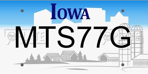 MTS77G Iowa License Plate
