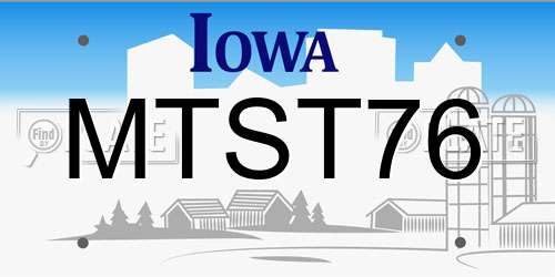 MTST76 Iowa License Plate