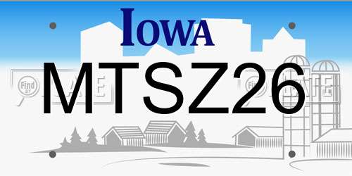 MTSZ26 Iowa License Plate