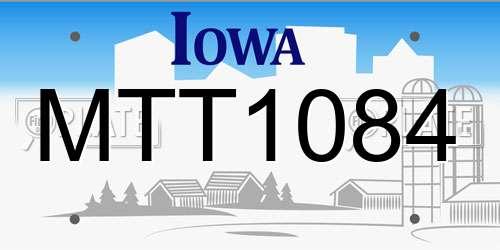 MTT1084 Iowa License Plate