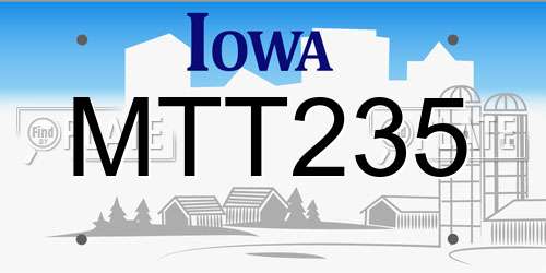 MTT235 Iowa License Plate