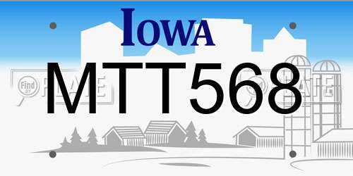 MTT568 Iowa License Plate