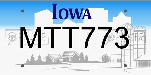 MTT773 Iowa License Plate