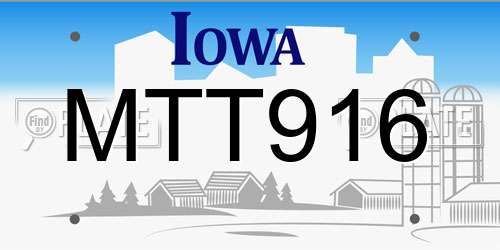 MTT916 Iowa License Plate