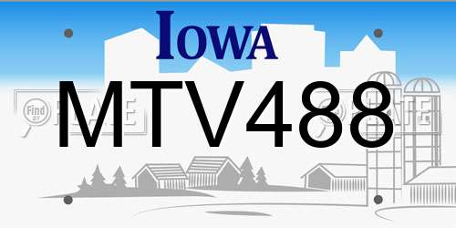 MTV488 Iowa License Plate