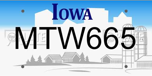 MTW665 Iowa License Plate