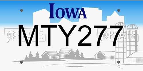 MTY277 Iowa License Plate