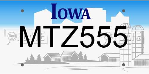 MTZ555 Iowa License Plate