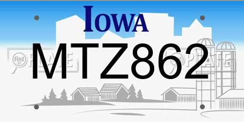 MTZ862 Iowa License Plate
