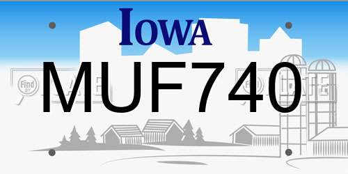 MUF740 Iowa License Plate