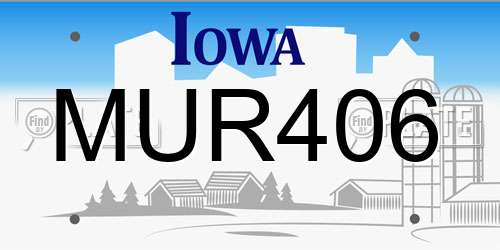 MUR406 Iowa License Plate