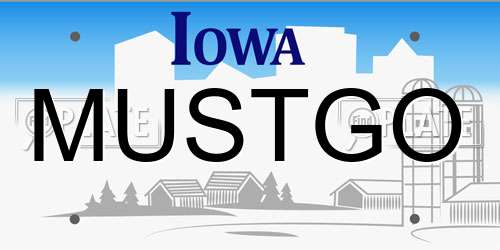 MUSTGO Iowa License Plate