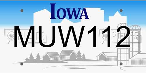 MUW112 Iowa License Plate