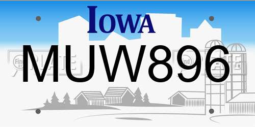MUW896 Iowa License Plate