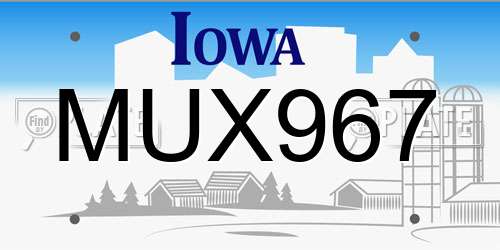 MUX967 Iowa License Plate