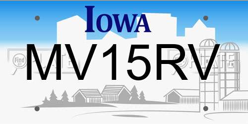 MV15RV Iowa License Plate