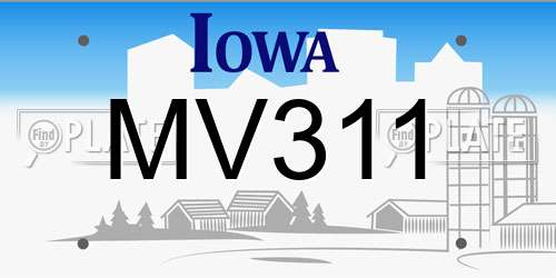 MV311 Iowa License Plate