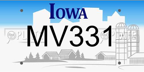 MV331 Iowa License Plate