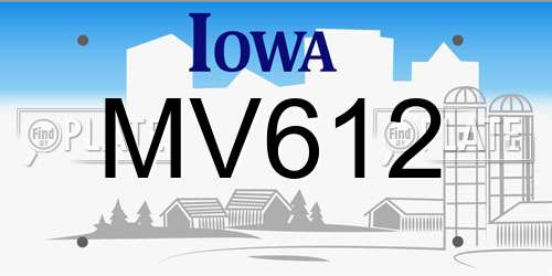 MV612 Iowa License Plate