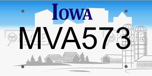 MVA573 Iowa License Plate