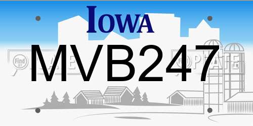 MVB247 Iowa License Plate